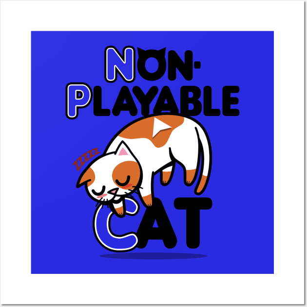 Cute Kawaii Funny NPC Meme Cat Gaming Inspired Gift For Gamers And Cat Lovers Wall Art by Originals By Boggs